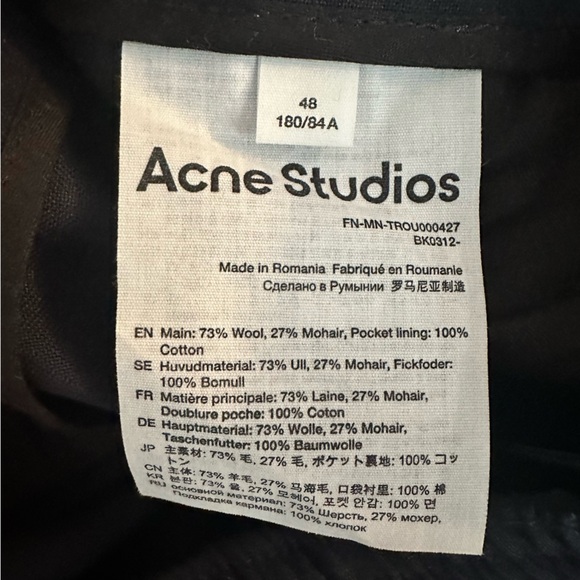 Acne Studios. Navy trousers. Size 48. - Picture 4 of 5